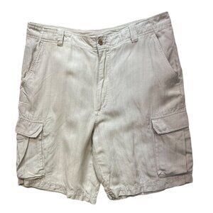 Caribbean Mens Cargo Shorts Size 38 Beige Casual Lightweight Summer Classic
